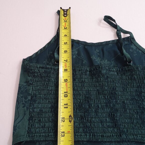 Shein Green Floral Pattern Crop Cami Tank Top Women Size S Adjust Straps FLAW - Picture 8 of 12